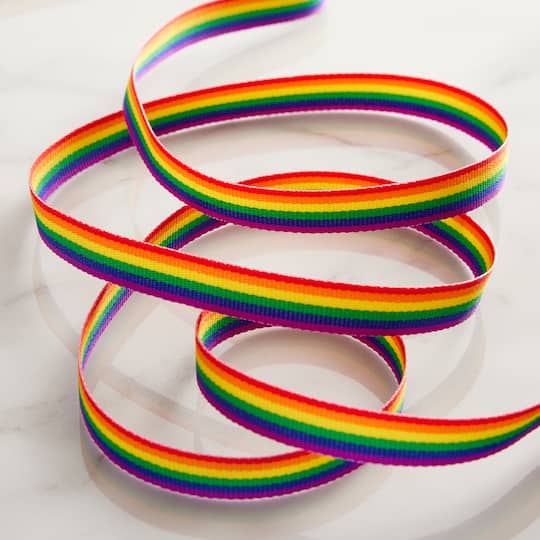 12 Pack: 3/8" x 7yd. Grosgrain Rainbow Ribbon by Celebrate It™